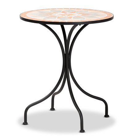 Baxton Studio Talise Modern & Contemporary Multi-Colored Ceramic Tile and Black Metal Outdoor Dining Table 206-12130
